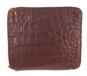 Vintage 90s Mulberry Congo Zip Wallet Womens Brown Croc Embossed